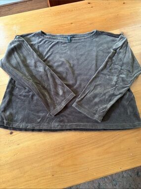 Eileen Fisher Long Sleeve Olive Green Boatneck Top